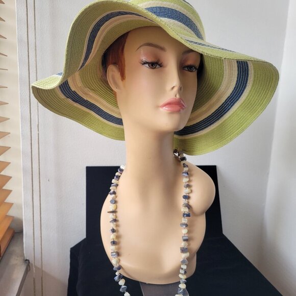 Unbranded Summer /Spring Lime Green Floppy Straw Hat (Size 7 1/8" /Medium) - Picture 12 of 13